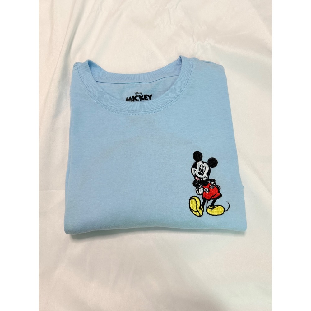 Disney Mickey and Friends T-Shirt Medium Blue Graphic Embroidered Cotton Tee